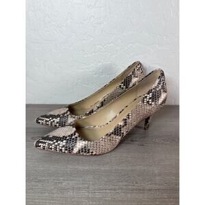 Michael Kors MK-Flex Mid Pump Shoes Womens Size 7 Snakeskin Embossed Leather